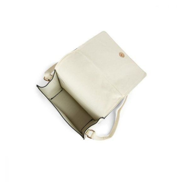 Ivory White Vegan Leather Crossbody Satchel with Clasp - Picture 3 of 3